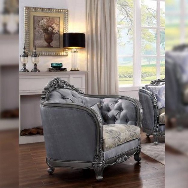 Ariadne Fabric Chair Platinum Acme Furniture