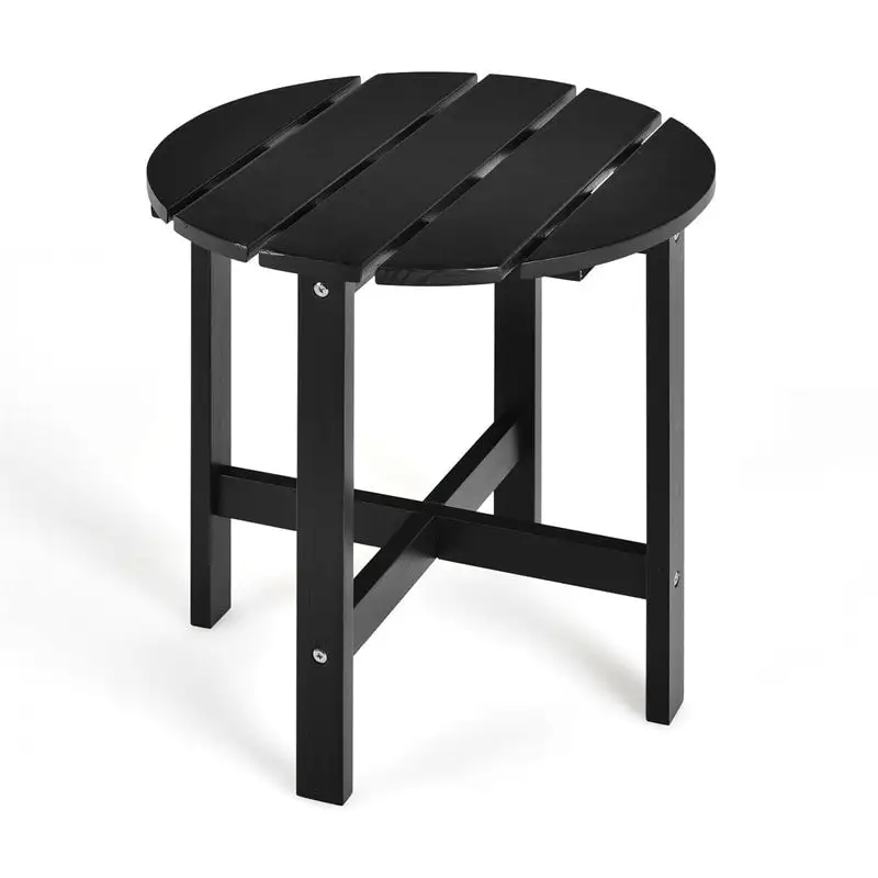 18’’ Outdoor Round Bistro Side Table Wood Slat End Table for Garden