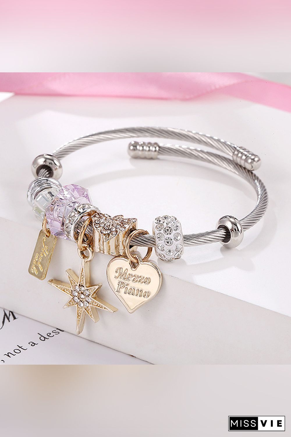 Valentine's Day Stainless Steel Heart Crown Hobbyhorse Bead Bracelet Wholesale MOQ 5pcs