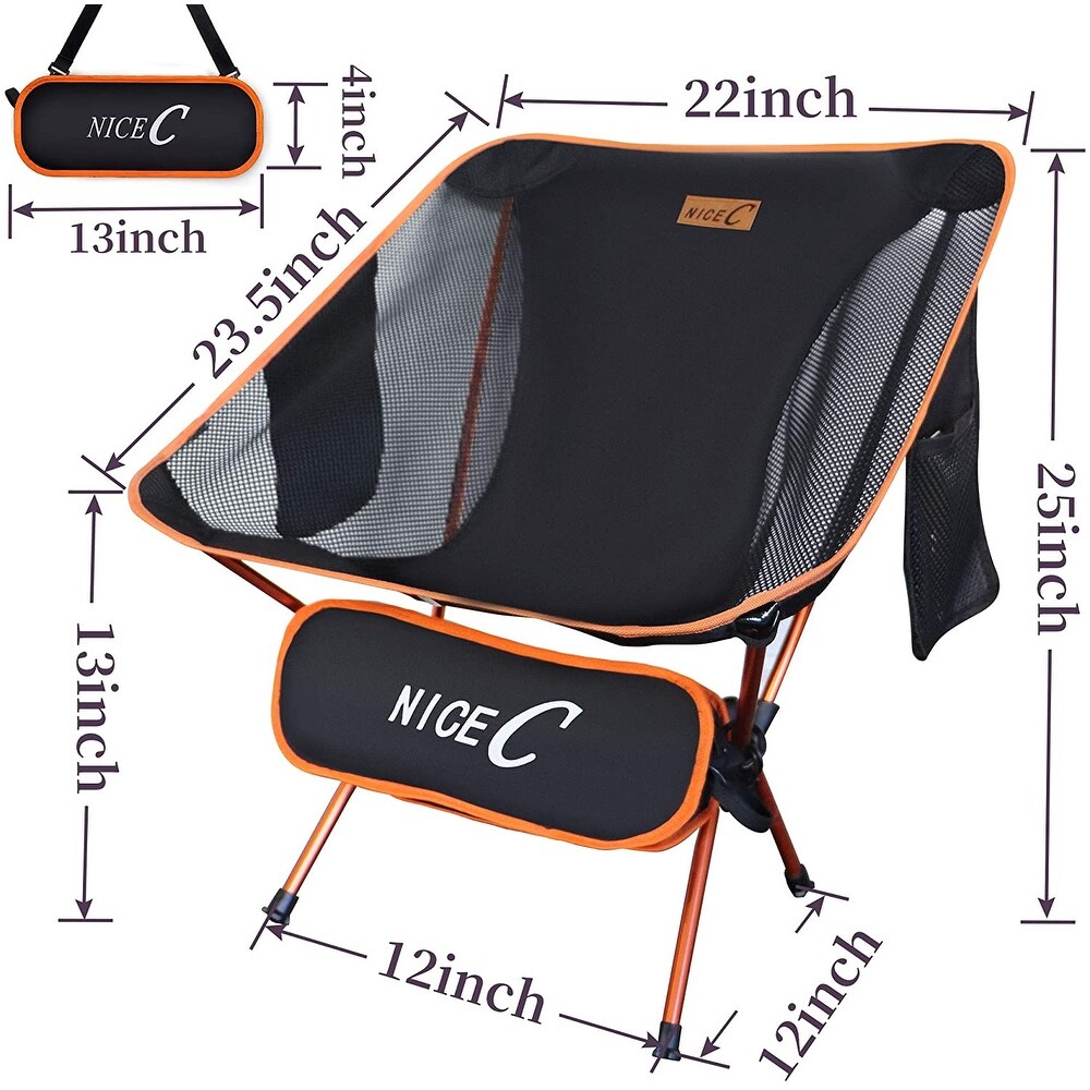 Ultralight Portable Folding Camping Backpacking Chair Compact   Heavy Duty Outdoor  Camping  with 2 Storage Bags Carry Bag