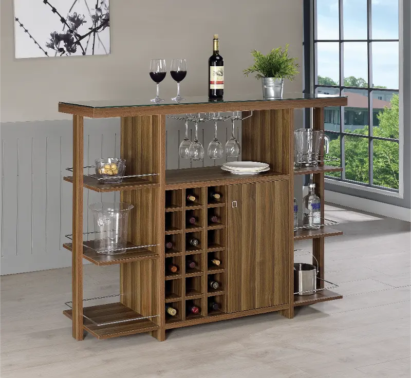 Walnut Transitional Bar Unit - Ambros Collection