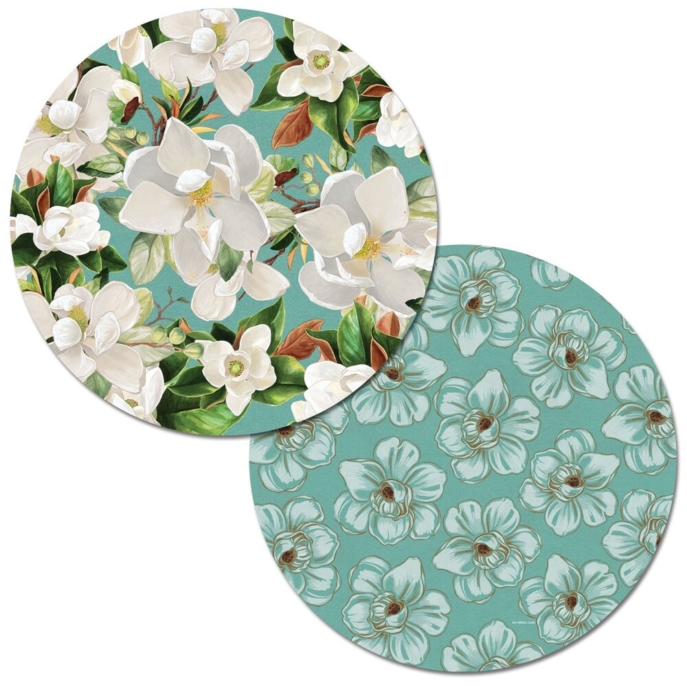 Round Reversible Wipe clean Placemats Set of 4   Sweet Magnolia