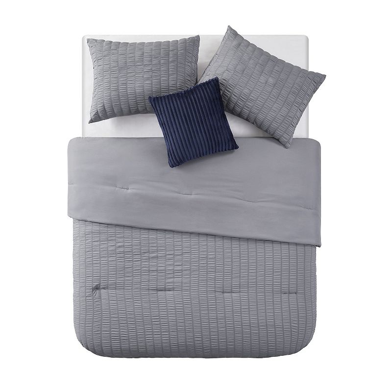 Olivia and Finn 4-Piece Seersucker Stripe Comforter Set