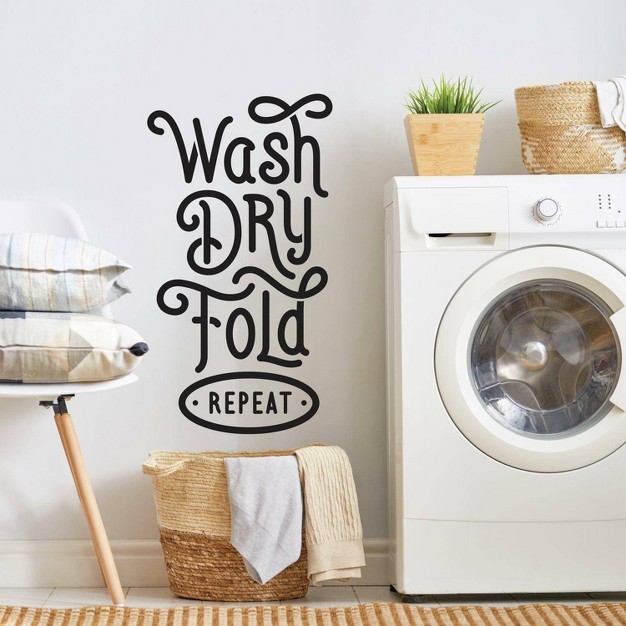 Wash Dry Fold Repeat Peel And Stick Wall Decal Black Roommates