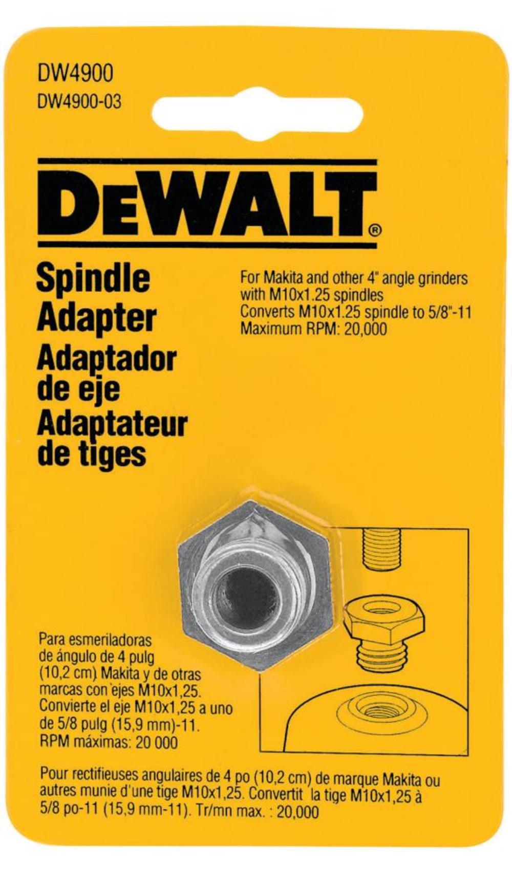 DEWALT M10 x 1.25 to 5/8 In - 11 Arbor Spindle Adapter DW4900 from DEWALT