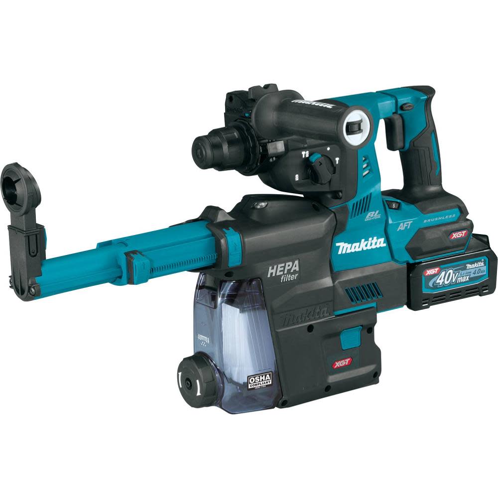 Makita 40V max XGT Rotary Hammer Kit Brushless Cordless 1 1/8 AVT with Dust Extractor accepts SDS PLUS bits AFT AWS Capable