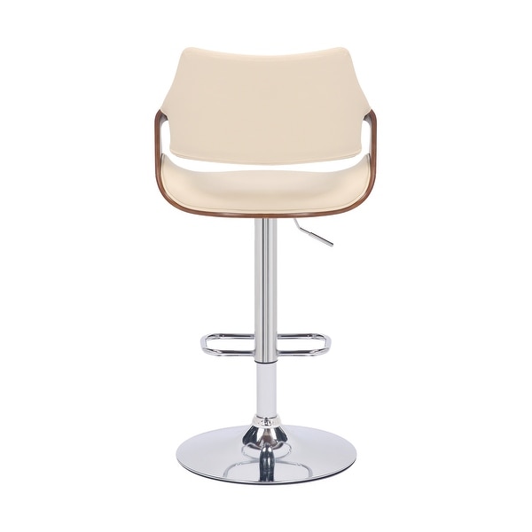 Aspen Adjustable Swivel Faux Leather and Wood Bar Stool with Metal Base