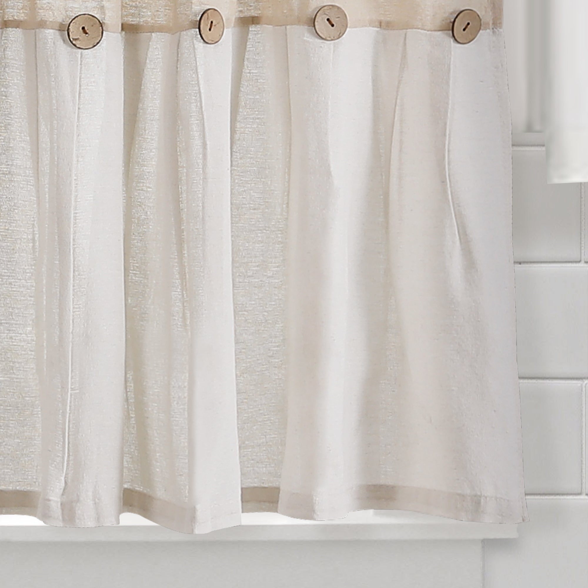 Linen Button Kitchen Window Tiers Set