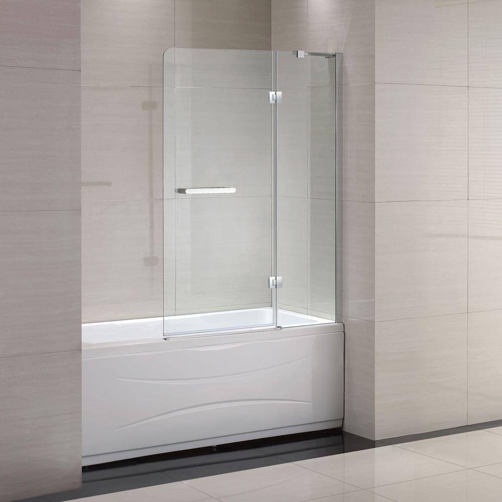 Schon Mia 40 in. W x 55 in. H Pivot Tub Door in Chrome with Clear Glass SC70014