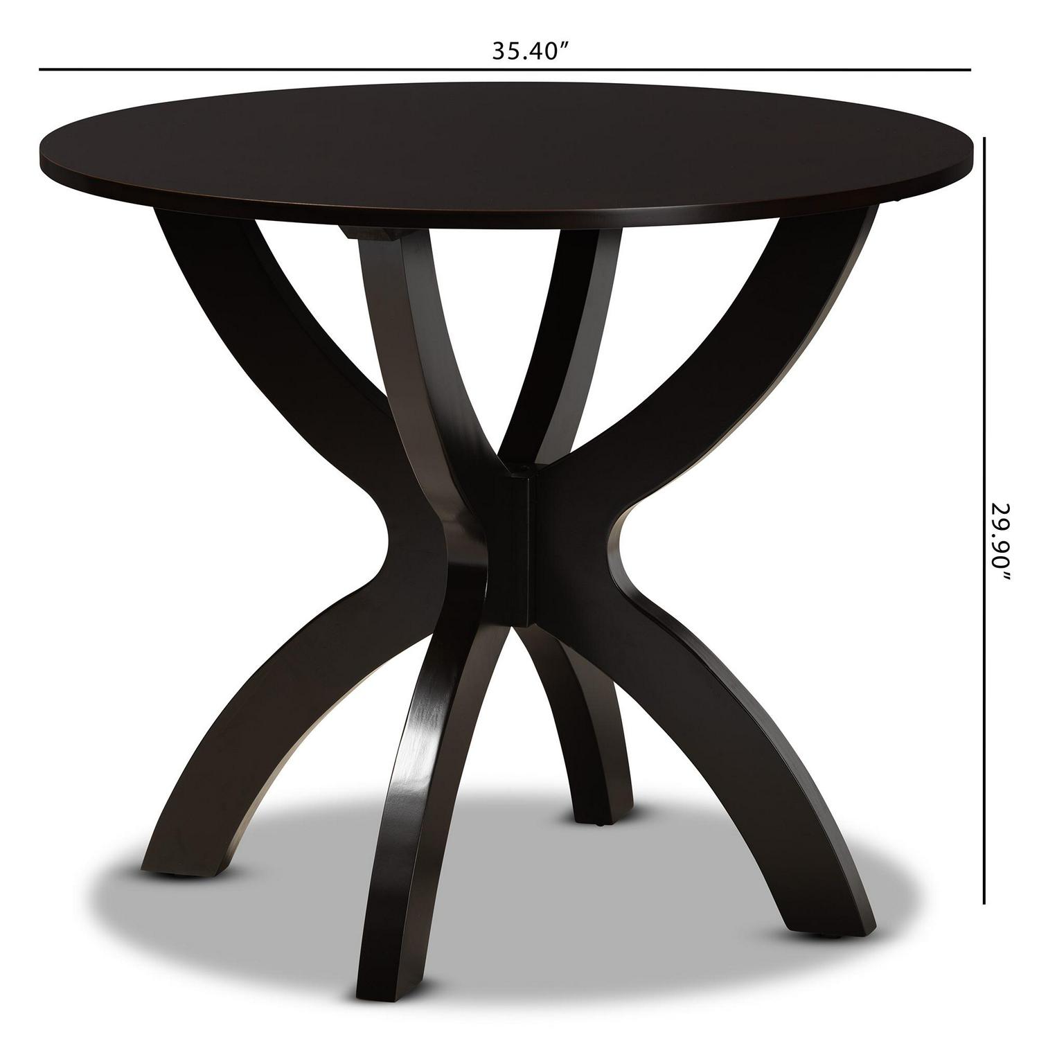 Baxton Studio Tilde Modern and Contemporary Dark Brown Finished 35InchWide Round Wood Dining Table  Crowdfused