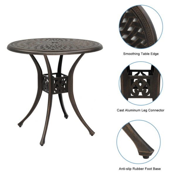 Circular Diamond Top Courtyard Cast Aluminum Table Bronze