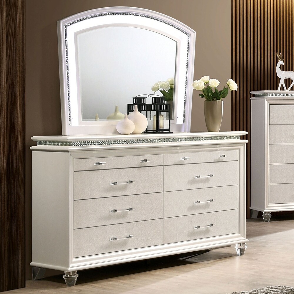 Xian Glam 2 piece 8 Drawer Dresser and Mirror Set by Furniture of America