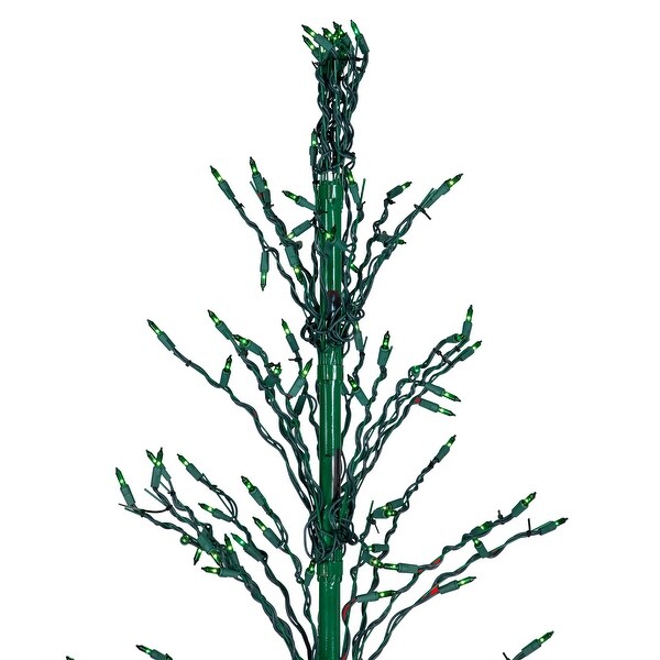 6' Green Cascade Twig Tree Christmas Outdoor Decor Green Lights