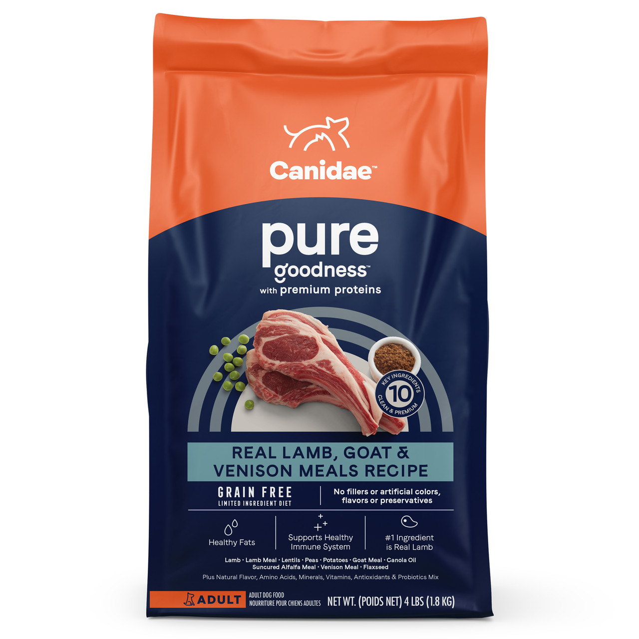 Canidae Grain-Free Pure Real Lamb， Goat and Venison Meal Recipe Dry Dog Food