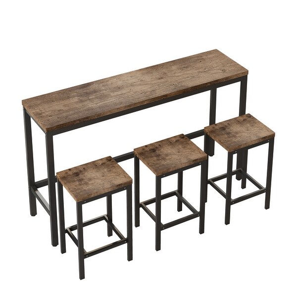 4 piece Dining Table Set with 3 Stools