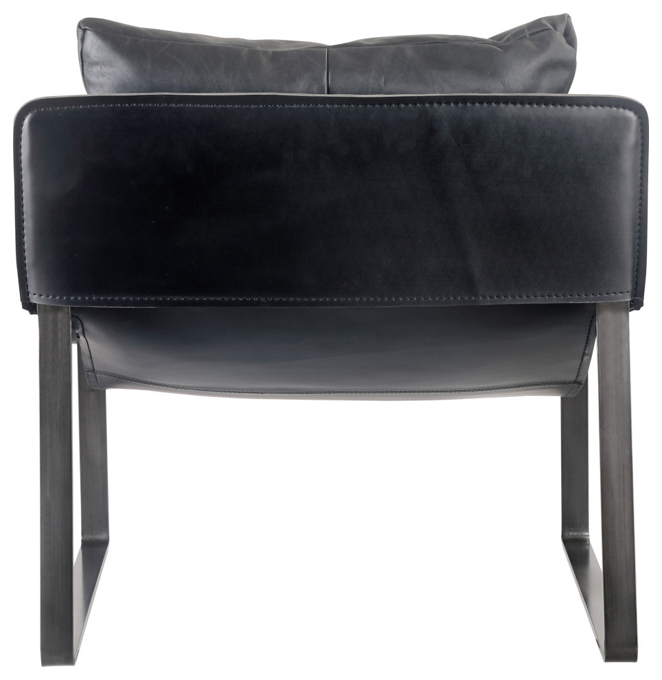 Connor Club Chair Onyx Black Leather   Industrial   Armchairs And Accent Chairs   by Morning Design Group  Inc  Houzz