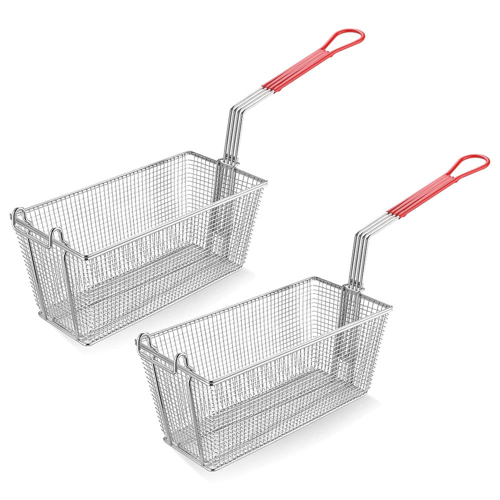 Yescom Commercial Deep Fryer Baskets with Handle & Front Hook 13x6x6in