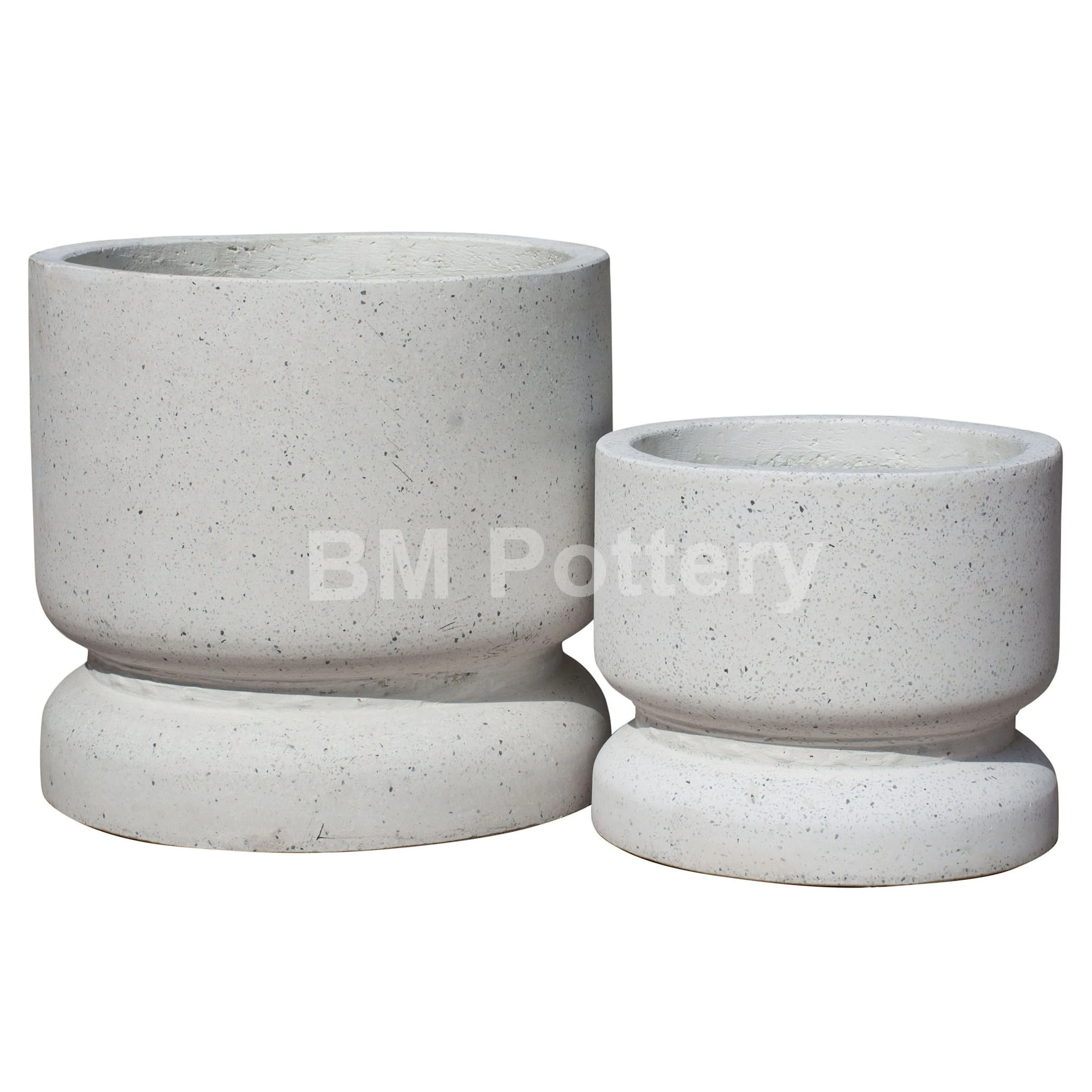 Wholesale Set of 2 Terrazzo modern shape planter pot for indoor and outdoor garden made in Vietnam white color modern style