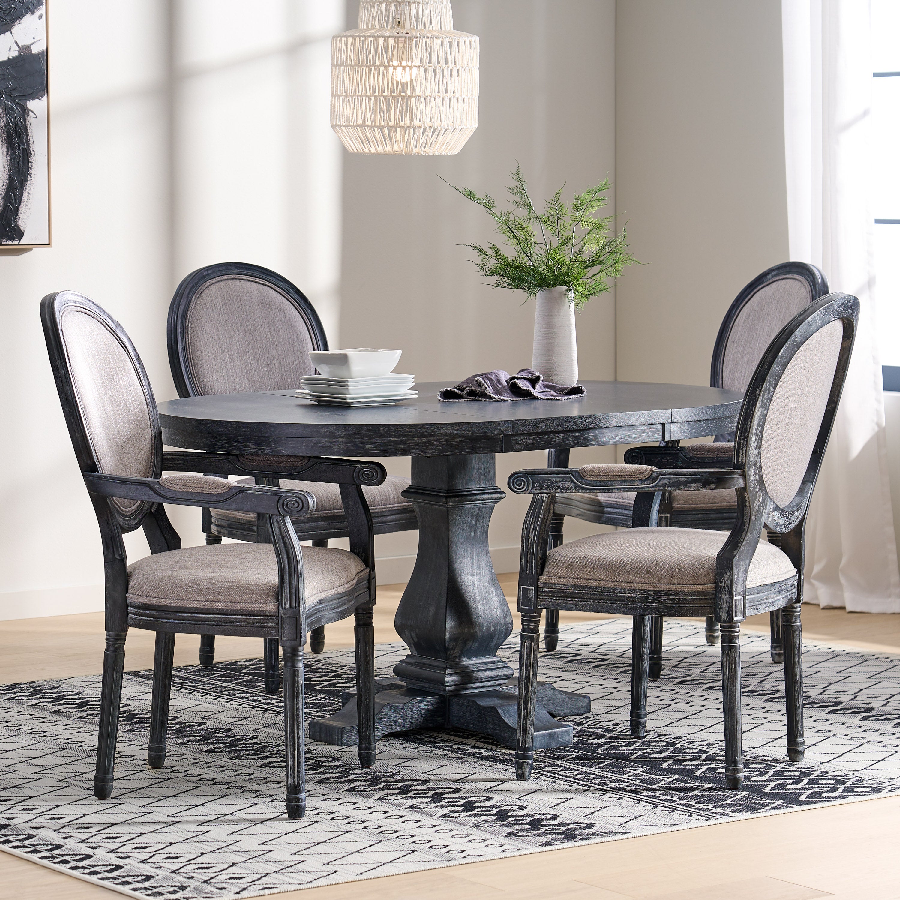 Aisenbrey French Country Wood 5-Piece Expandable Oval Dining Set