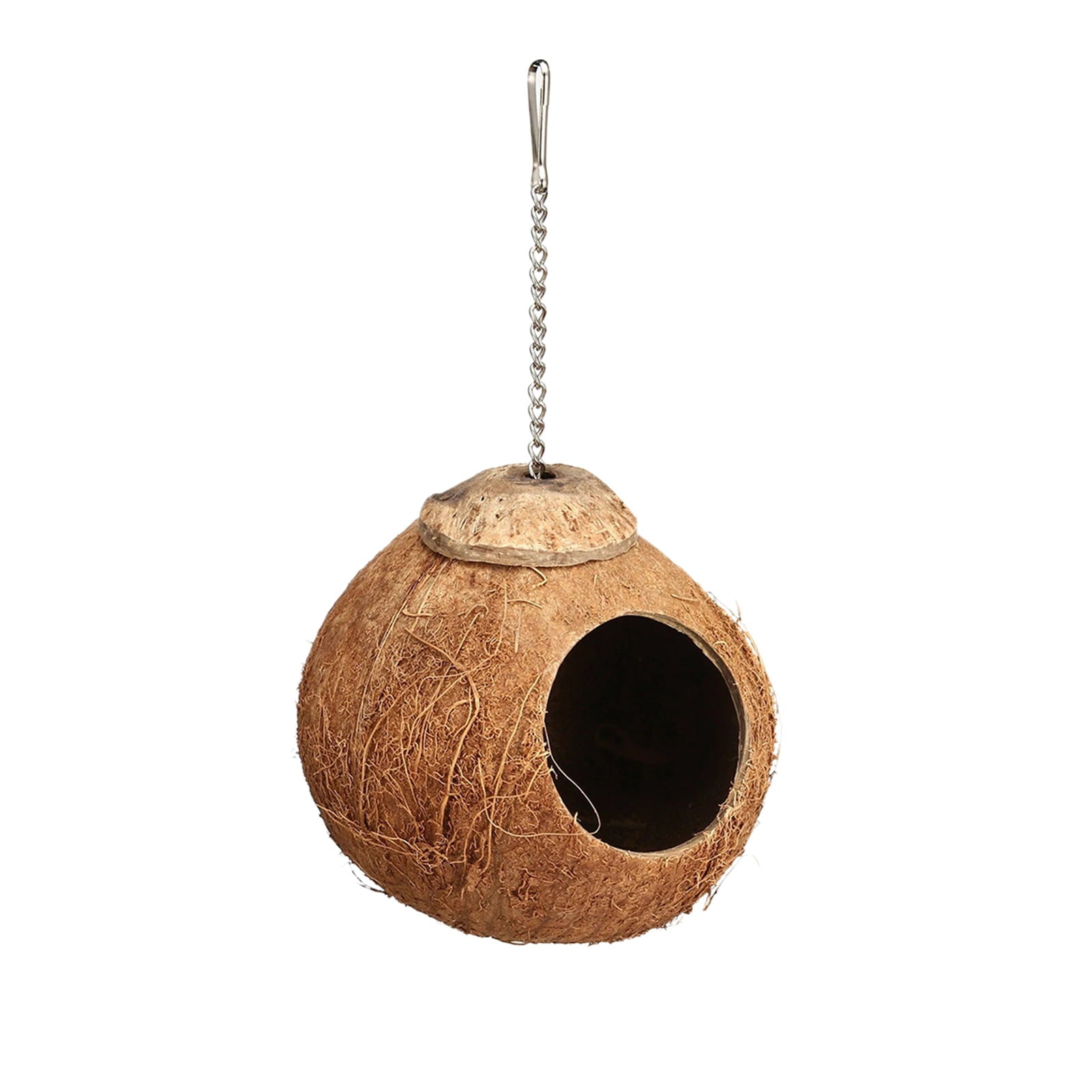 Coconut Birds Nest， Bird Cage with Climbing Ladder， Coconut Hide Bird Shell Breeding Nest for Parrot Parakeet Lovebird Finch Canary