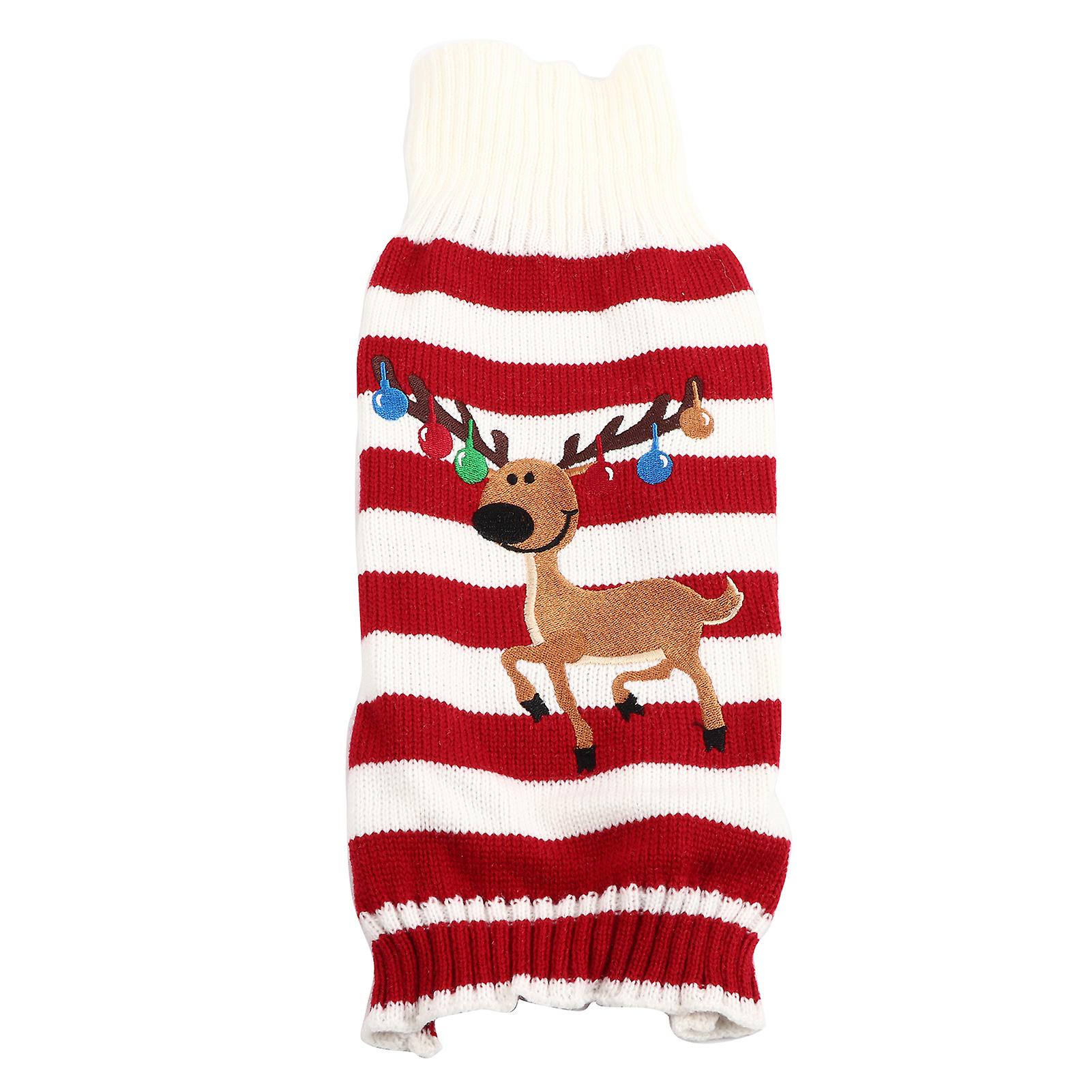 Fashionable Pet Warm Sweater Cute Stripe Clothes Cat Dog Winter Coat For Christmas(red M)