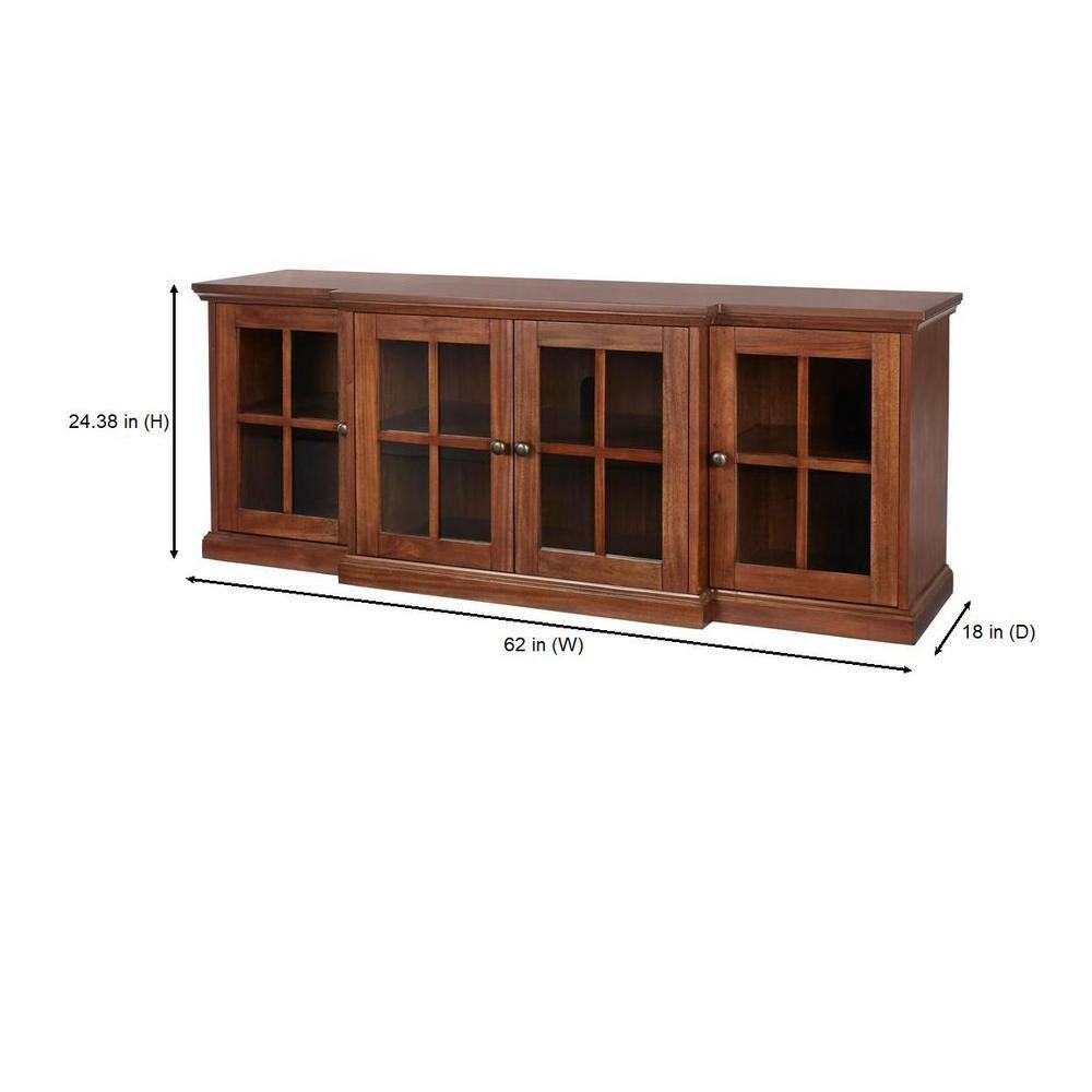 Home Decorators Collection Edenridge Walnut Brown Wood TV Stand with Glass Windowpane Doors (62 in. W x 24 in. H) 03304