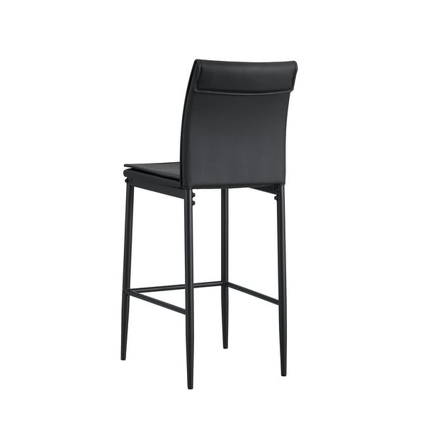 Set of 2 Leather Barstools Dining Counter Height Bar Chairs with Iron Legs