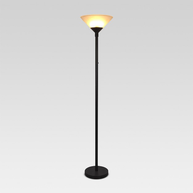 Torchiere Floor Lamp With Glass Shade