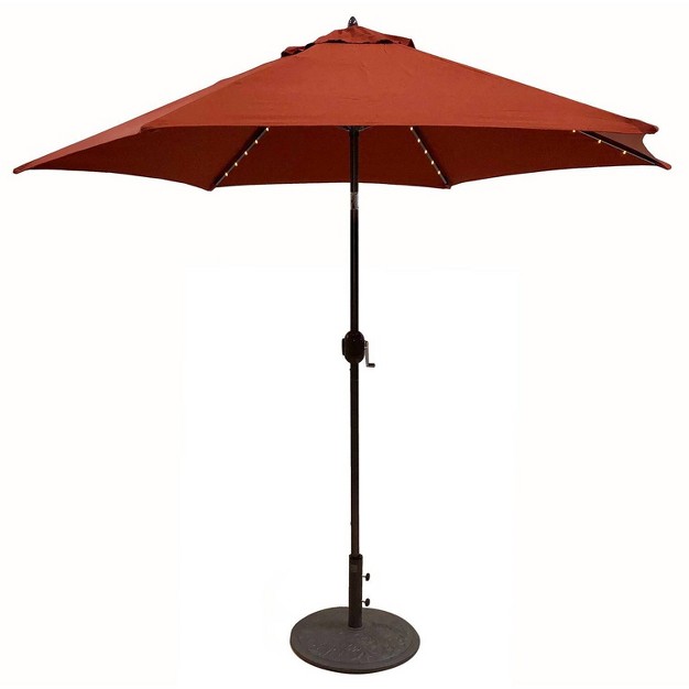 9 x27 X 9 x27 Round Lighted Patio Umbrella Rust Tropishade