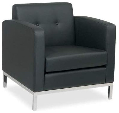 Contemporary Accent Chair  Comfortable Cushioned Seat With Curved Arms  Black   Contemporary   Armchairs And Accent Chairs   by Declusia  Houzz