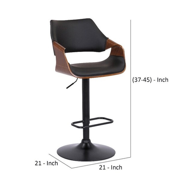 Adjustable Barstool with Faux Leather and Wooden Support