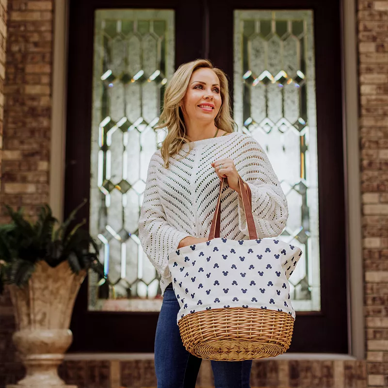 Disney's Mickey Mouse Silhouette Coronado Canvas and Willow Basket Tote by Picnic Time