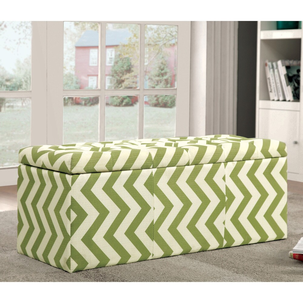 Gede Contemporary Fabric Tufted Life top Storage Bench by Furniture of America