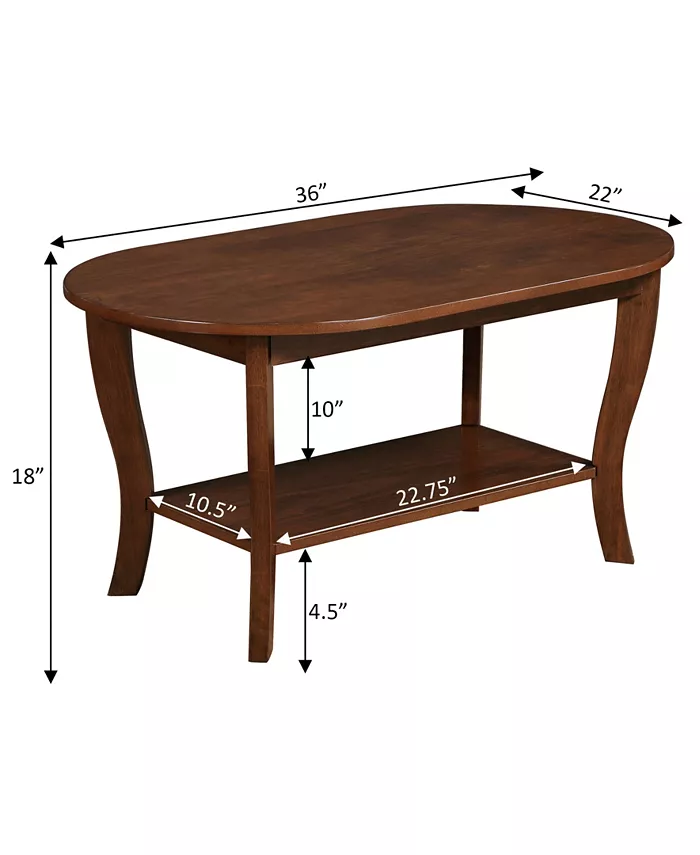 Convenience Concepts 36 Medium-Density Fiberboard American Heritage Oval Coffee Table