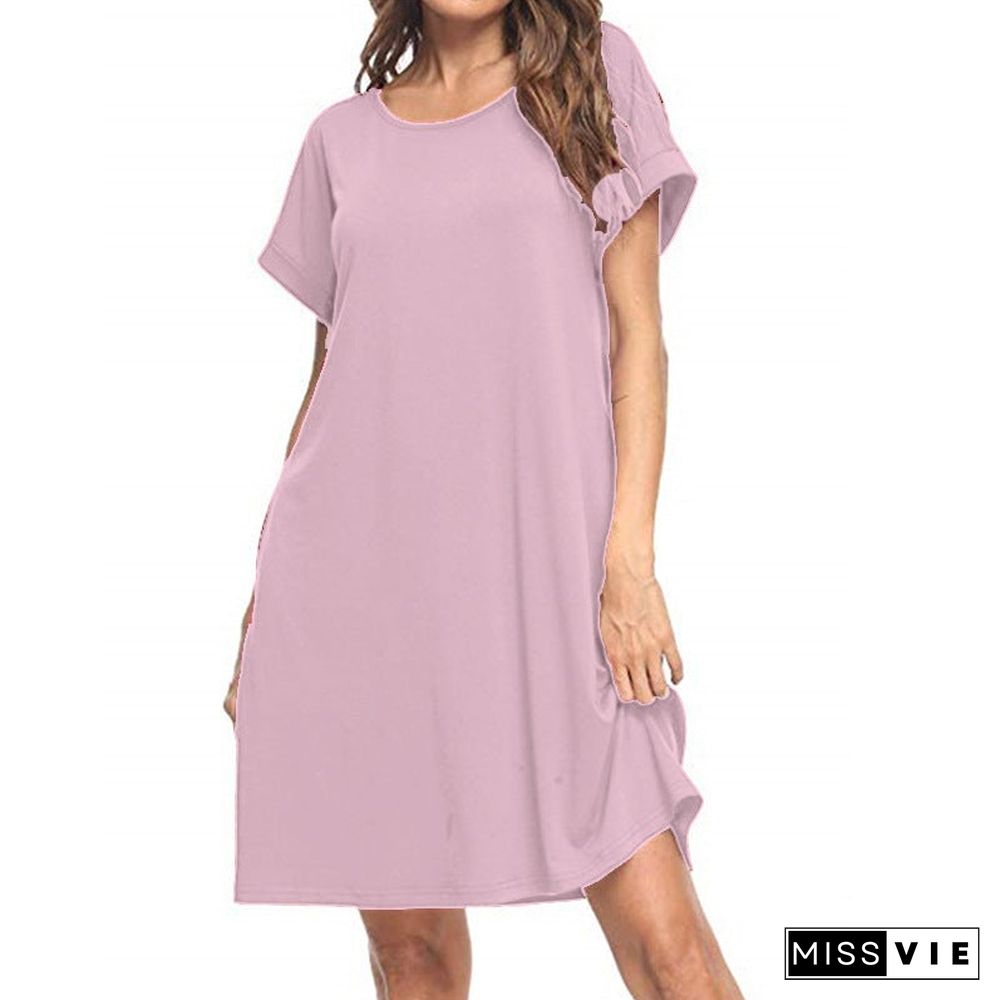 Women's Solid Color T-shirt Dress