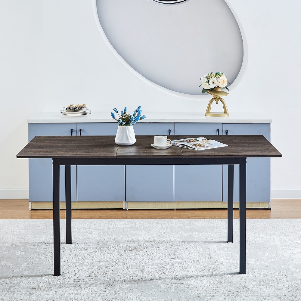 Mid Century Modern Style Extendable Wood Dining Table