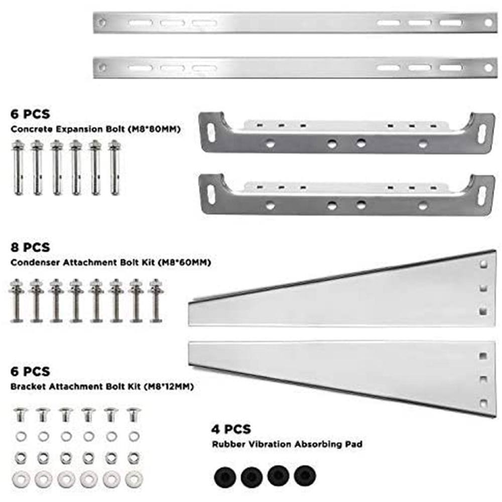 TURBRO Stainless Steel Foldable Wall Mount Bracket Support Condenser up to 600 lbs (7000-36000 BTU) 1 Pair ACS-740L