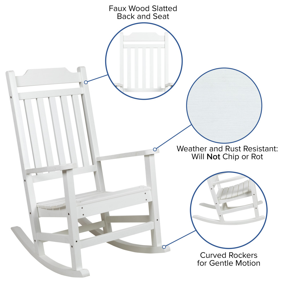 Set of 2 Winston  Weather Poly Resin Rocking Chairs With Accent Side Table   Contemporary   Outdoor Lounge Chairs   by Pot Racks Plus  Houzz