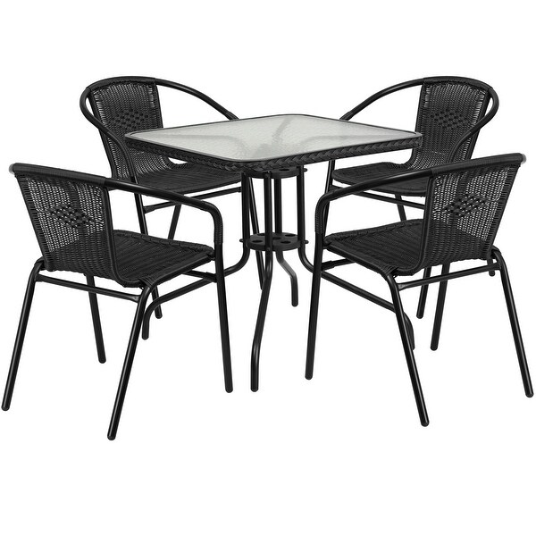 Powdercoated Aluminum/ Rattan Lightweight 5piece Outdoor Dining Set