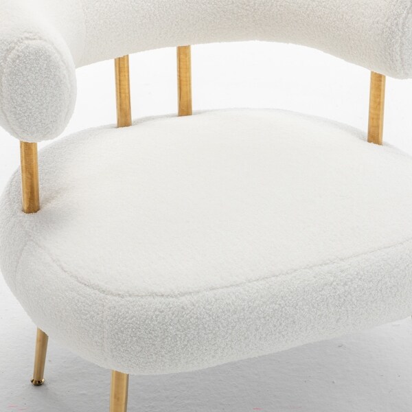 SEYNAR Modern Glam Upholstered Comfy Open-Back Accent Armchair with Golden Legs