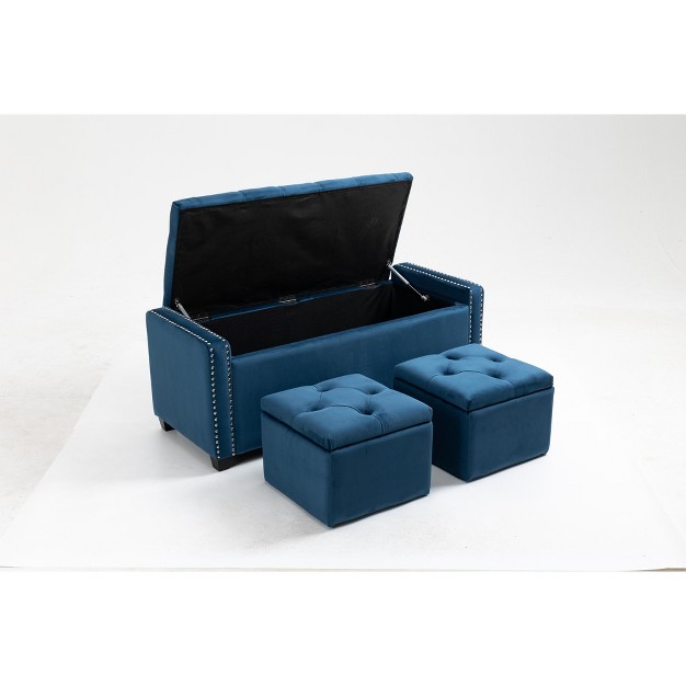 Wide Rectangular Upholstered Flip Top Storage With Cube Ottomans With Tufted Top And Solid Wood Legs maison Boucle