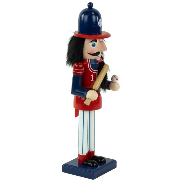 Red And Blue Wooden Christmas Nutcracker Baseball Player