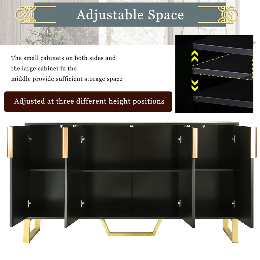 Merax Modern 4 door Sideboard with Metal Handles   Legs