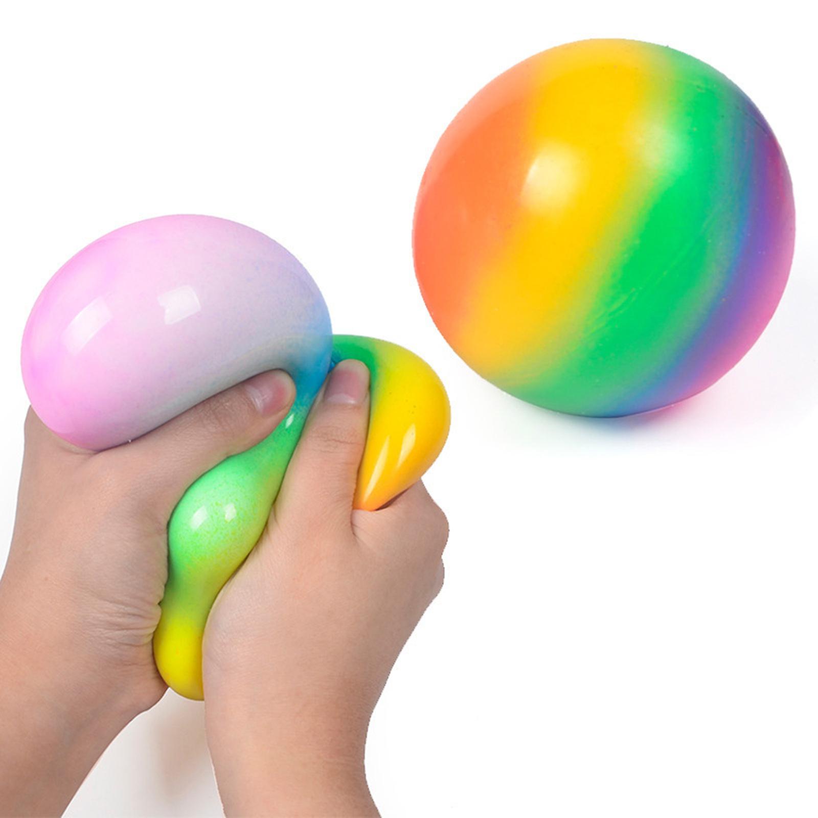 Rainbow Stress Relief Toy Sticky Ball Anti Stress Squishy Sensory Balls Elastic Fidget Squeeze Balls  Non-toxic For Adults Kids Tear-resistant  7cm