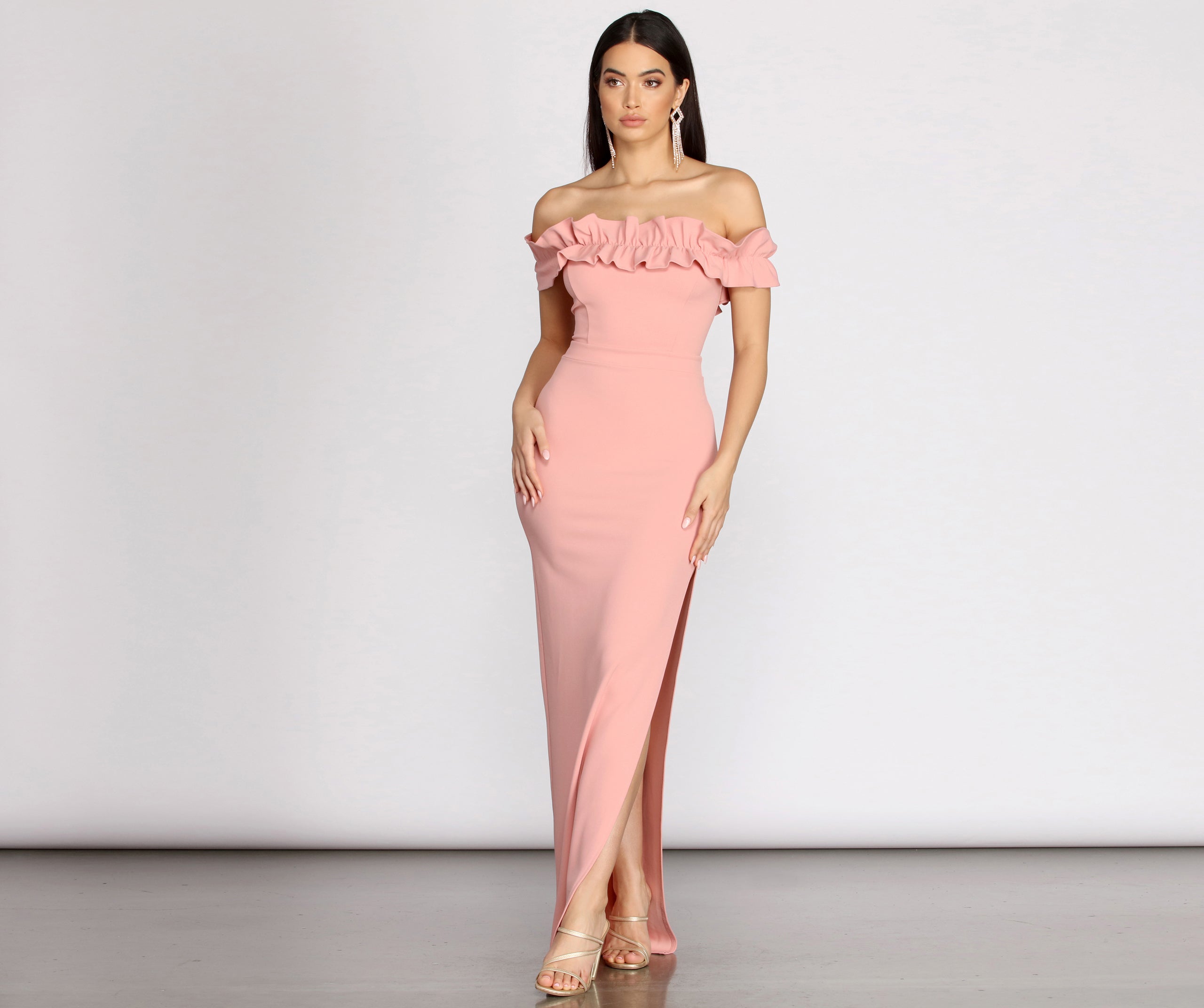 Colleen Ruffle Off Shoulder Crepe Dress