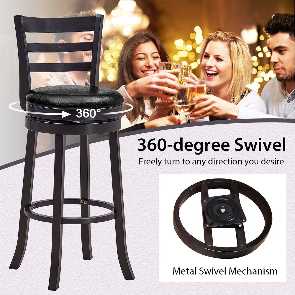 4 PCS Bar Stools Swivel Bar Height Chairs with PU Upholstered Seats