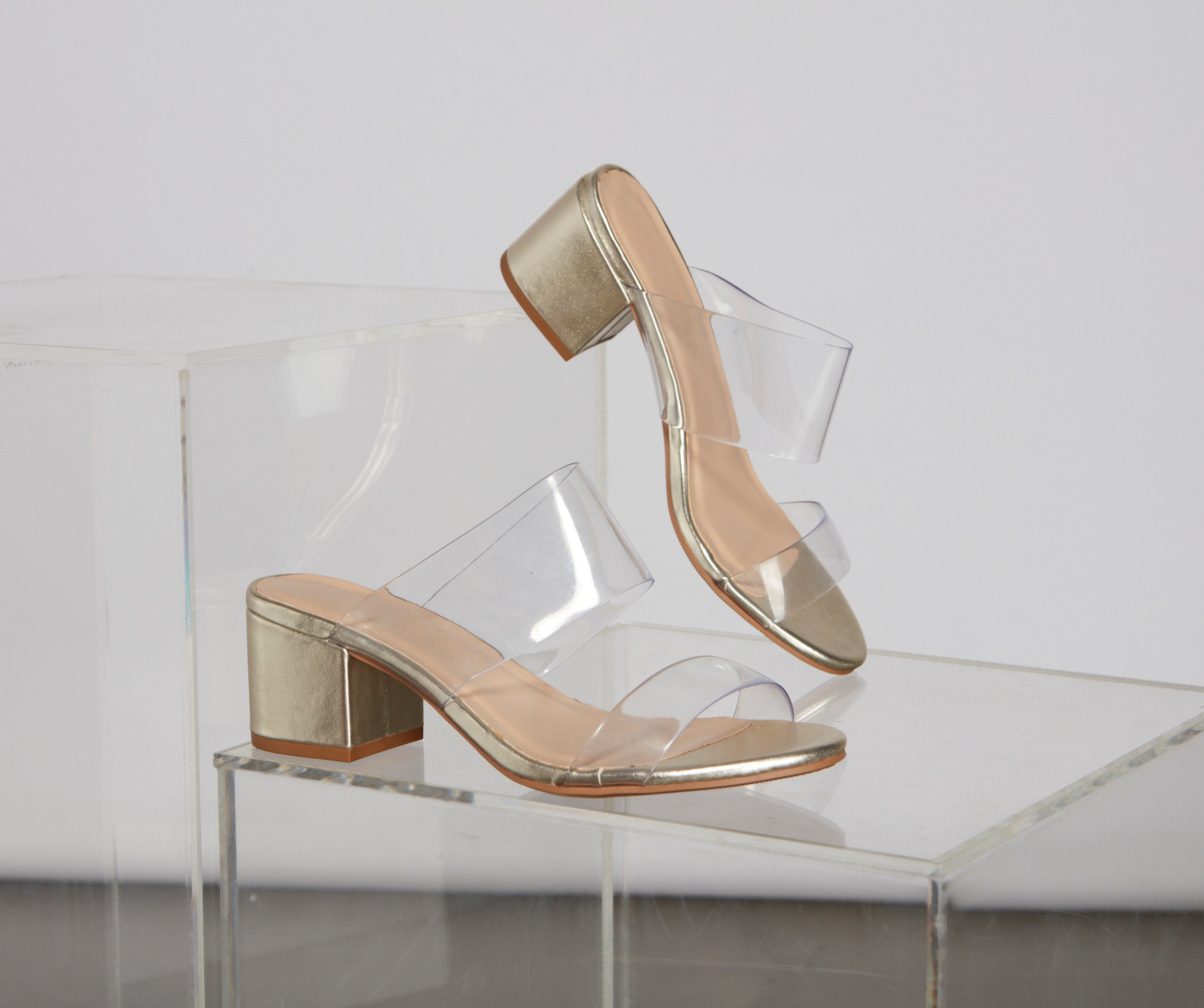 Dazzle And Glow Chrome Block Heels