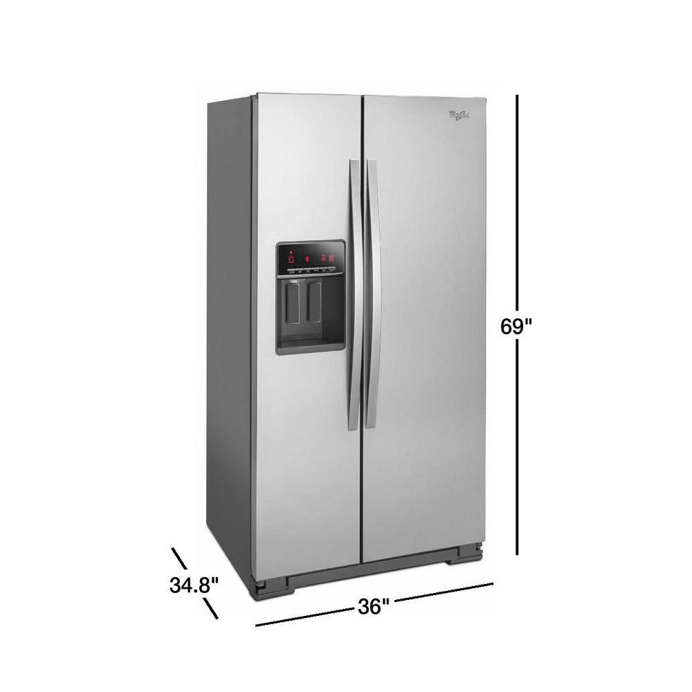 Whirlpool 26 cu. ft. Side by Side Refrigerator in Monochromatic Stainless Steel WRS586FIEM