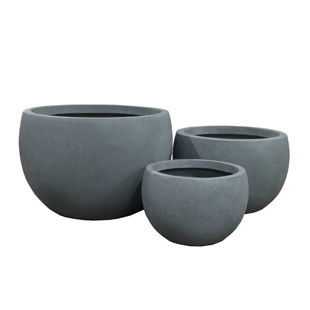 Kante Lightweight Concrete Outdoor Set Of 3 Planters Gray Rosemead Home amp Garden Inc