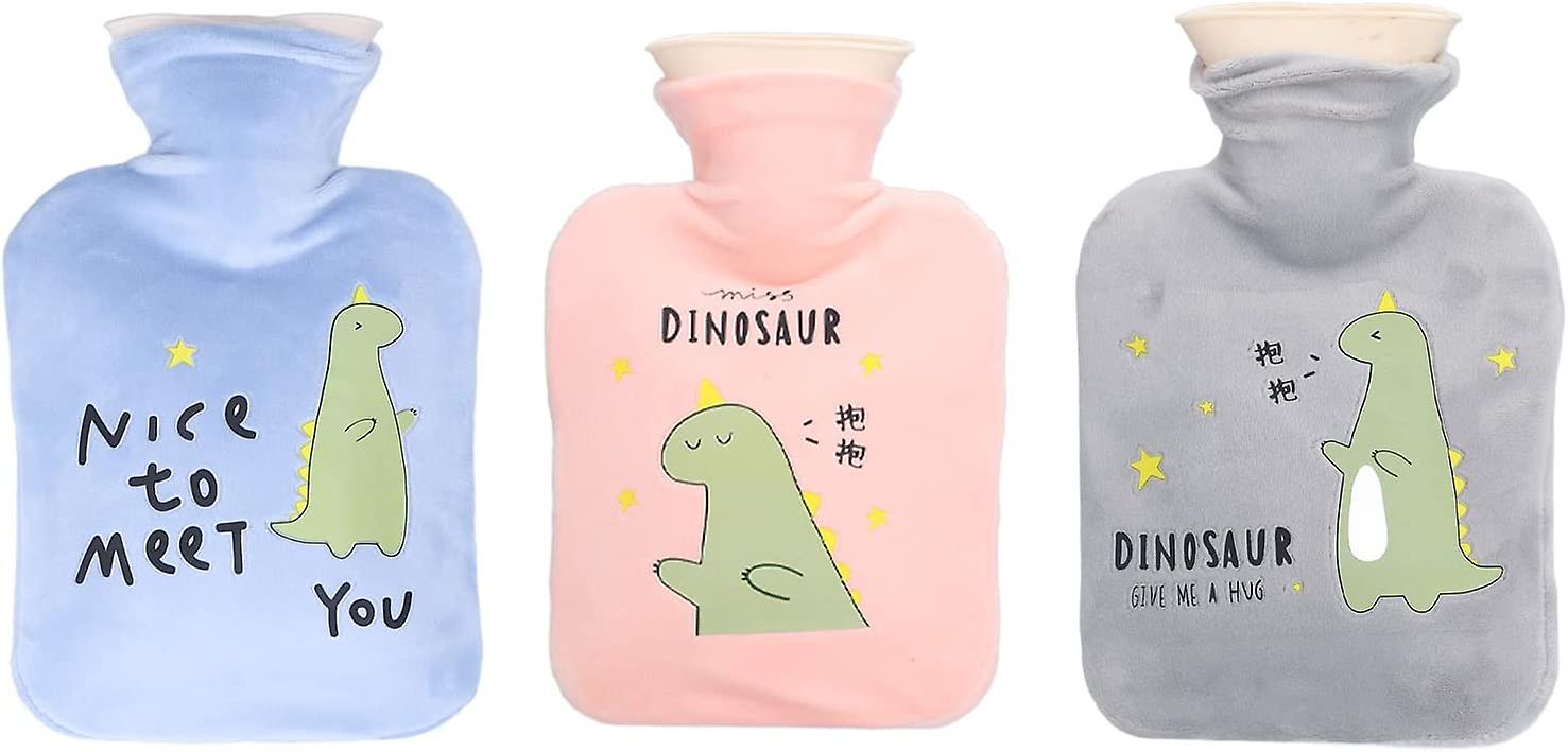 500ml Cartoon Dinosaur Hot Water Bottle， Thickened Leak Proof Hot Water Bag For The Treatment Of Muscle Soreness(blue)